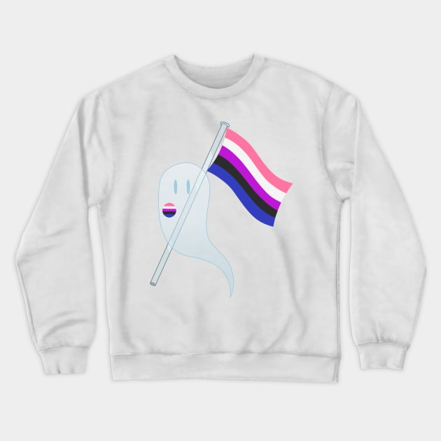 Pride Ghosts - Genderfluid Crewneck Sweatshirt by WhiteRabbitWeirdo